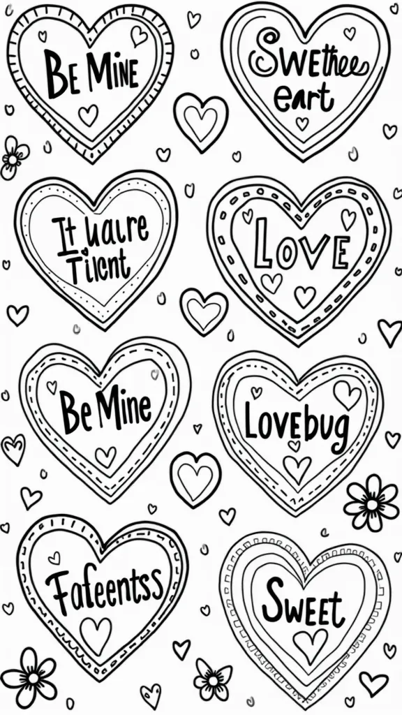 candy heart coloring pages